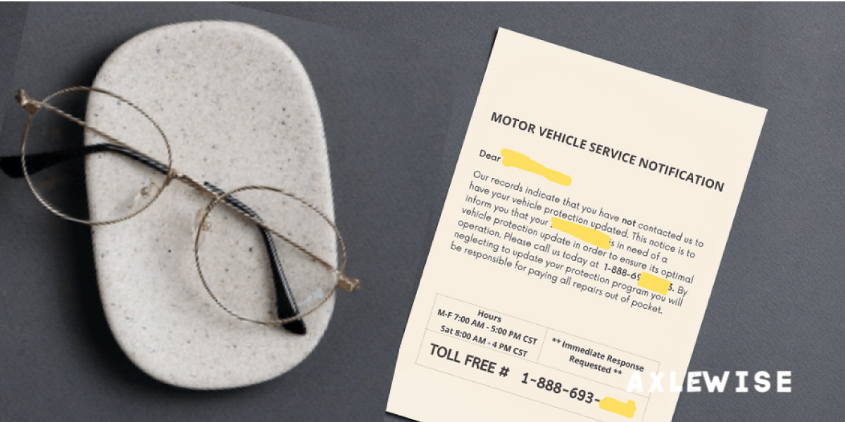 motor vehicle notification postcard