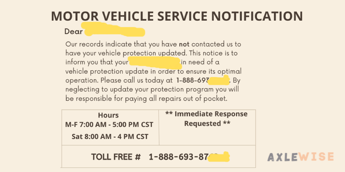 motor vehicle notification postcard